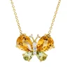 Collier Schmetterling 750 Gelbgold 4 Peridote 4,1ct grün 5 Brillanten 0,1ct TW-SI