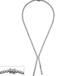Collier Silberkette Halskette Halsschmuck mit weißen Zirkonia, 925 Silber 42cm