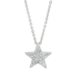 Collier Stern aus 750 Gold Weißgold 31 Brillanten 0,12ct TW-SI L:45,7cm