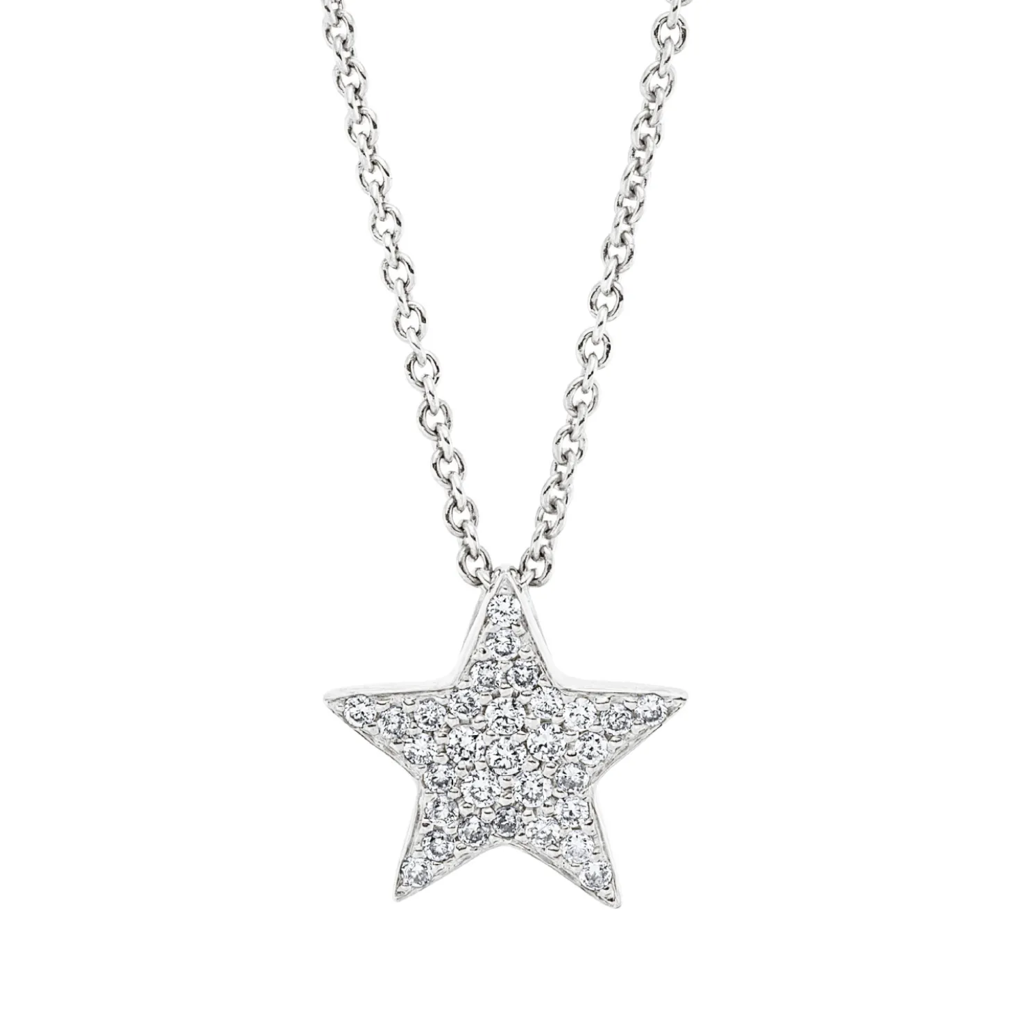 Collier Stern aus 750 Gold Weißgold 31 Brillanten 0,12ct TW-SI L:45,7cm