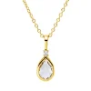 Collier Tropfen aus 750 Gelbgold Amethyst 0,4ct grün Brillant 0,02ct TW-SI L:45cm