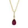 Collier Tropfen aus 750 Gelbgold Rubin 0,53ct rot 6 Diamanten 0,03ct TW-SI L:45cm