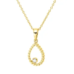 Collier Tropfen aus 750 Gold Gelbgold Brillant 0,03ct TW-SI L:45cm Zarge