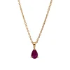 Collier Tropfen aus 750 Gold Gelbgold Rubin 0,42ct rot L:45cm