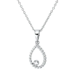 Collier Tropfen aus 750 Gold Weißgold Brillant 0,03ct TW-SI L:45cm Zarge
