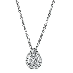 Collier Tropfen aus 750 Gold Weißgold 31 Diamanten 0,24ct TW-SI L:45cm