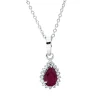Collier Tropfen aus 750 Weißgold Rubin 0,46ct rot 18 Diamanten 0,09ct TW-SI L:45cm