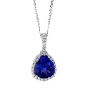 Collier Tropfen aus 750 Weißgold Tansanit 3,62ct blau 30 Brillanten 0,28ct TW-SI