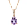 Collier Tropfen 750 Rotgold Amethyst 0,94ct pink 5 Brillanten 0,03ct TW-SI L:45cm