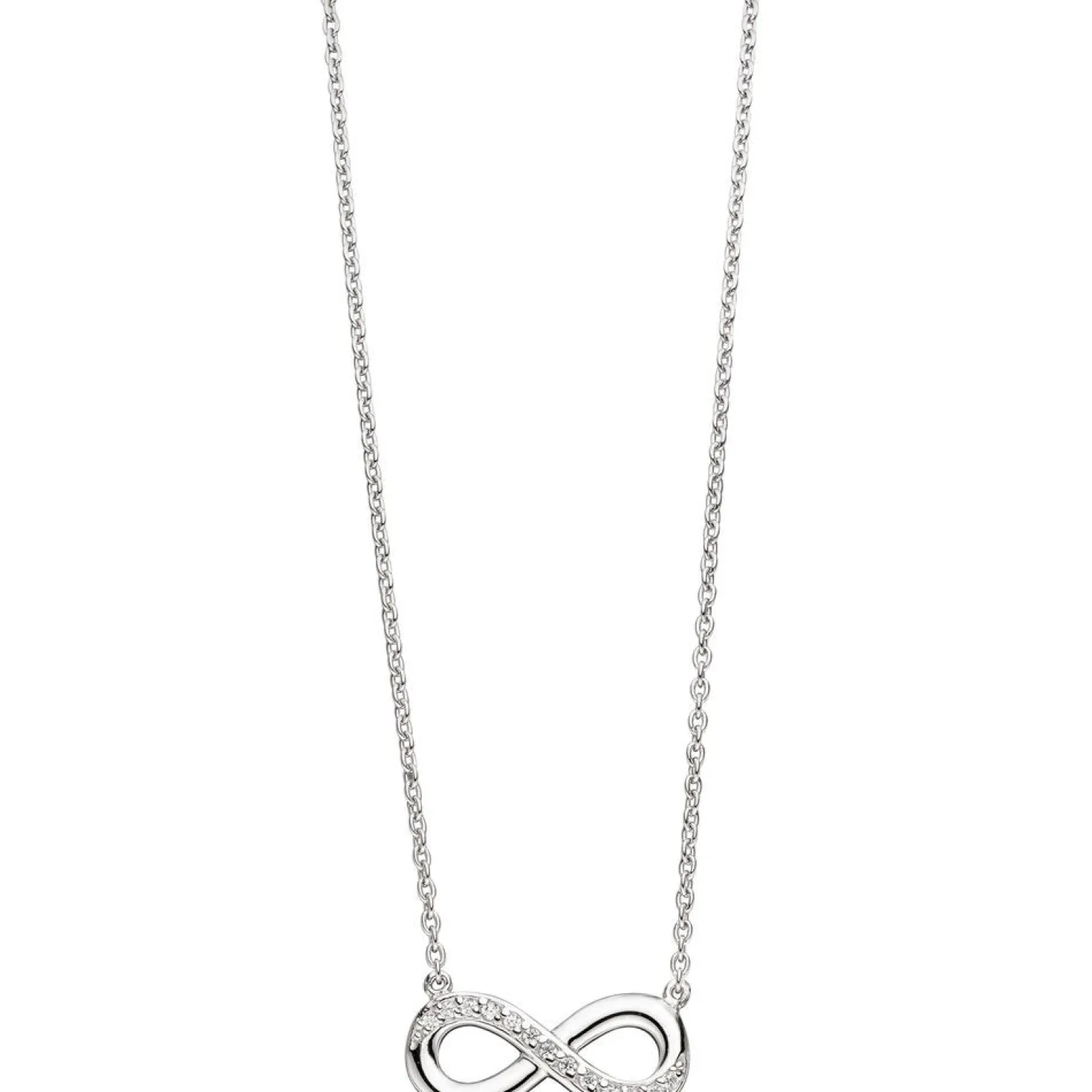 Collier Unendlichkeit Halskette mit Anhänger 925 Silber mit Zirkonia 41 cm