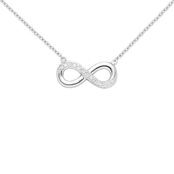 Collier Unendlichkeit Halskette mit Anhänger 925 Silber mit Zirkonia 41 cm