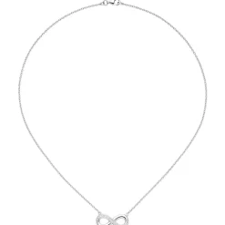 Collier Unendlichkeit Halskette mit Anhänger 925 Silber mit Zirkonia 41 cm
