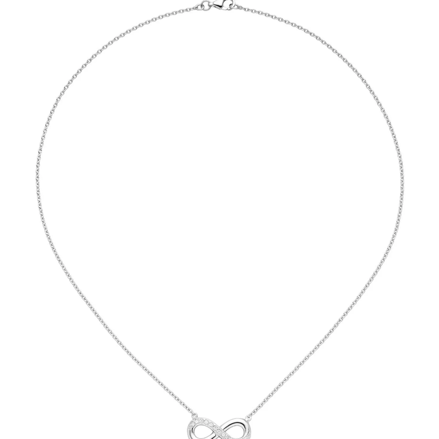 Collier Unendlichkeit Halskette mit Anhänger 925 Silber mit Zirkonia 41 cm