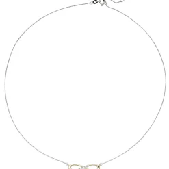 Collier Unendlichkeit Infinity Symbol 5 Diamanten 0.05Ct W/SI 585 Gold Halskette
