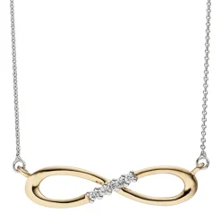 Collier Unendlichkeit Infinity Symbol 5 Diamanten 0.05Ct W/SI 585 Gold Halskette