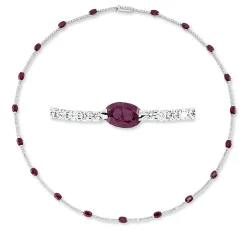 Collier 750 Weißgold 19 Rubine 10,67ct rot 180 Brillanten 3,29ct TW-VSI/SI L:44cm