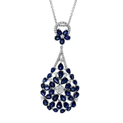 Collier 750 Weißgold 38 Saphire 13,3ct blau 53 Diamanten 1,41ct TW-VSI L:47,6cm