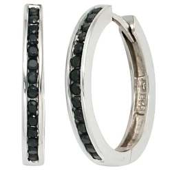Creole Creolen Ohrringe 19,1mm 925 Silber Zirkonia schwarz Ohrschmuck