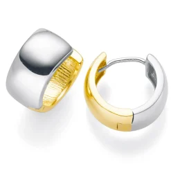 Creole Creolen 13x6,5mm 585 Gold gelb/weiß bicolor Ohrringe Ohrschmuck