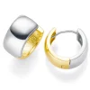 Creole Creolen 13x6,5mm 750 Gold gelb/weiß bicolor Ohrringe Ohrschmuck