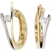 Creole Creolen 4,9x16,4mm mit Diamanten 0.1Ct W/SI 585 Gold Gelbgold Weißgold