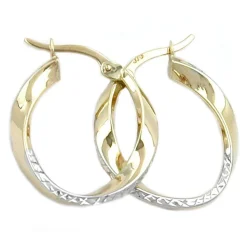 Creole Creolen 20x3mm Ohrringe aus 375 Gold Gelbgold rhodiniert oval gedreht