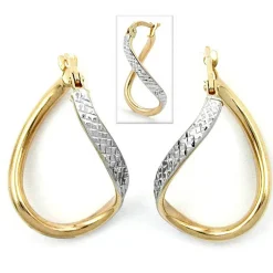 Creole Creolen 23x2mm Ohrringe Damen bicolor 375 Gold Ohrschmuck Goldohrringe