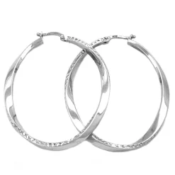 Creole Creolen 44x3mm Ohrringe oval geschwungen echtes 925 Silber für Damen