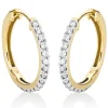 Creolen aus 750 Gelbgold 30 Brillanten 0,5ct TW-SI 18,6x1,9mm Fassung rhodiniert