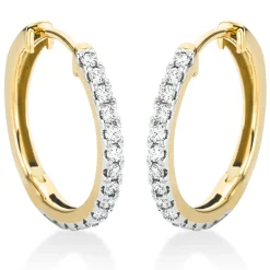 Creolen aus 750 Gelbgold 30 Brillanten 0,5ct TW-SI 18,6x1,9mm Fassung rhodiniert