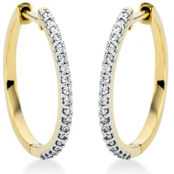 Creolen aus 750 Gelbgold 38 Brillanten 0,26ct TW-SI 21,1x1,6mm Fassung rhodiniert