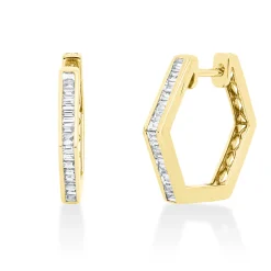 Creolen aus 750 Gelbgold 32 Diamanten Baguette-Schliff 0,44ct TW-SI 19,1x2,5mm