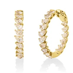 Creolen aus 750 Gelbgold 32 Diamanten Tropfen-Schliff 6,36ct gelb-SI 29,7x4,8mm