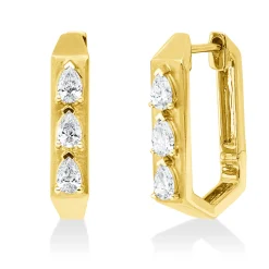 Creolen aus 585 Gelbgold 6 Diamanten Tropfen-Schliff 0,46ct TW-SI 18x3,8mm