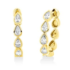 Creolen aus 750 Gelbgold 10 Diamanten Tropfen-Schliff 1,13ct TW-VSI 21,3x3,7mm