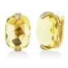 Creolen aus 750 Gelbgold 2 Lemonquarze 37,57ct grün 80 Brillanten 0,32ct F-VSI/SI