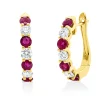 Creolen aus 750 Gelbgold 8 Rubine 1,48ct rot 6 Brillanten 0,8ct TW-SI 19,7x3,3mm