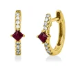 Creolen aus 750 Gelbgold 2 Rubine 0,22ct rot 16 Brillanten 0,14ct TW-SI 12,6x4mm