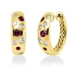 Creolen aus 585 Gelbgold 6 Rubine 0,25ct rot 12 Diamanten 0,22ct TW-SI 15x5,1mm