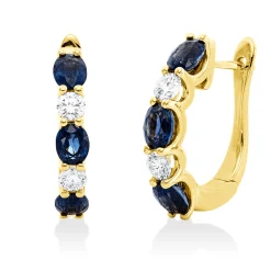 Creolen aus 750 Gelbgold 6 Saphire 2,66ct blau 4 Brillanten 0,52ct TW-SI 20x3,8mm