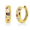 Creolen aus 585 Gelbgold 6 Saphire 0,28ct pink 12 Diamanten 0,22ct TW-SI 15,1x5mm