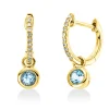 Creolen aus 750 Gelbgold 2 Topase 0,43ct skyblue 20 Brillanten 0,06ct W-SI 15,5x5mm