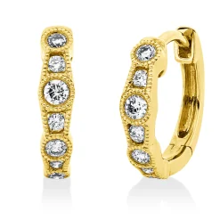 Creolen aus 750 Gold Gelbgold 14 Brillanten 0,2ct I-SI/PI 12,2x2,6mm