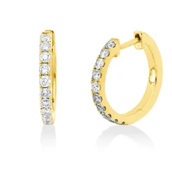 Creolen aus 585 Gold Gelbgold 20 Brillanten 0,38ct TTLB-PI 14,7x1,6mm