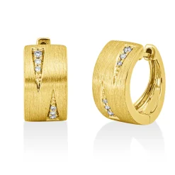 Creolen aus 585 Gold Gelbgold 12 Brillanten 0,05ct TTLB-SI 12,3x6mm