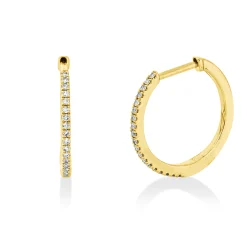 Creolen aus 585 Gold Gelbgold 38 Brillanten 0,08ct TW-PI 13,8x1,3mm
