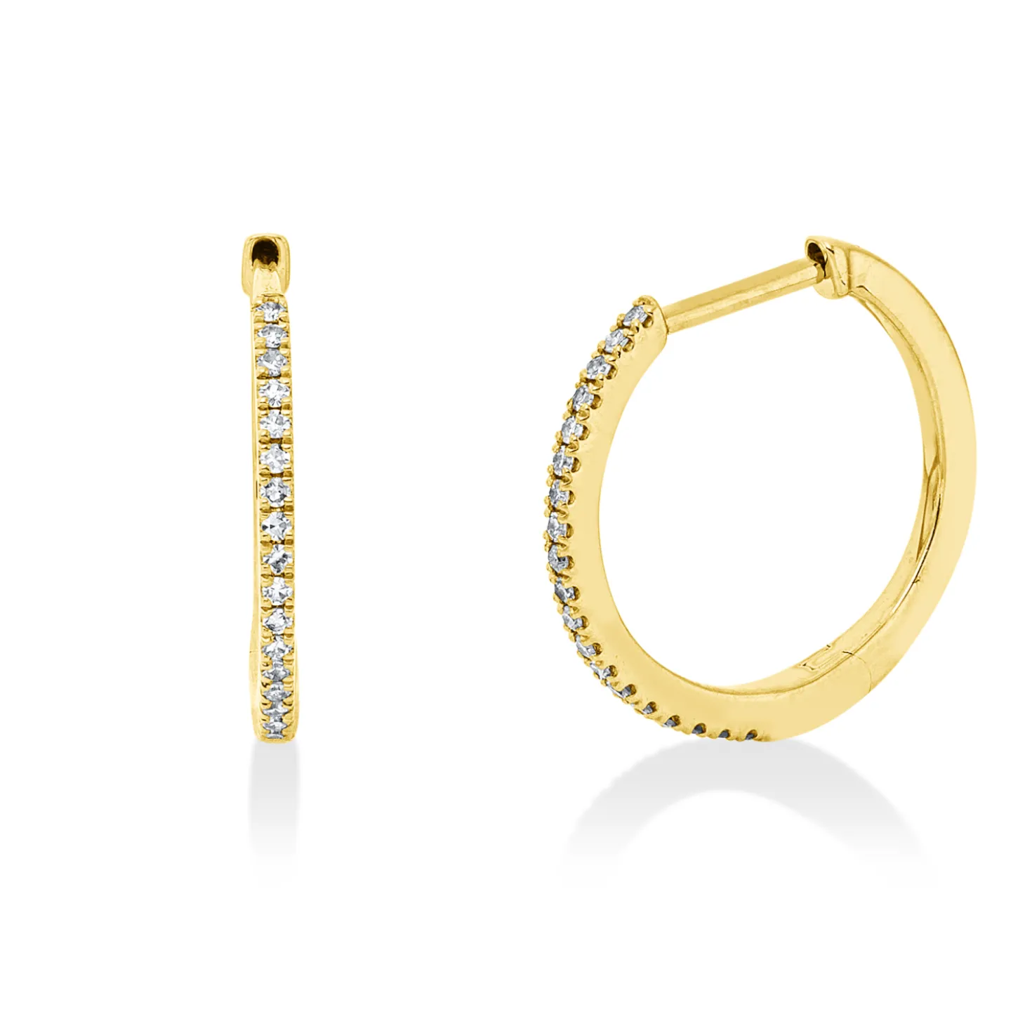 Creolen aus 585 Gold Gelbgold 38 Brillanten 0,08ct TW-PI 13,8x1,3mm