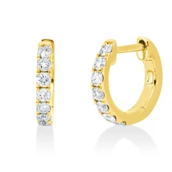 Creolen aus 585 Gold Gelbgold 14 Brillanten 0,24ct TW-PI 10,5x1,6mm