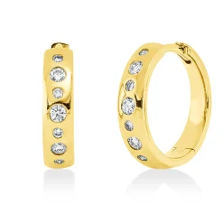 Creolen aus 750 Gold Gelbgold 14 Brillanten 0,21ct TW-PI 14,2x3,4mm Zarge