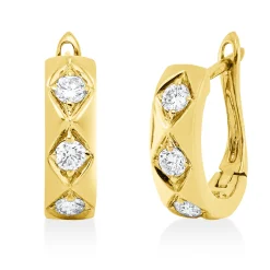 Creolen aus 750 Gold Gelbgold 6 Brillanten 0,29ct TW-SI 12,6x3,8mm